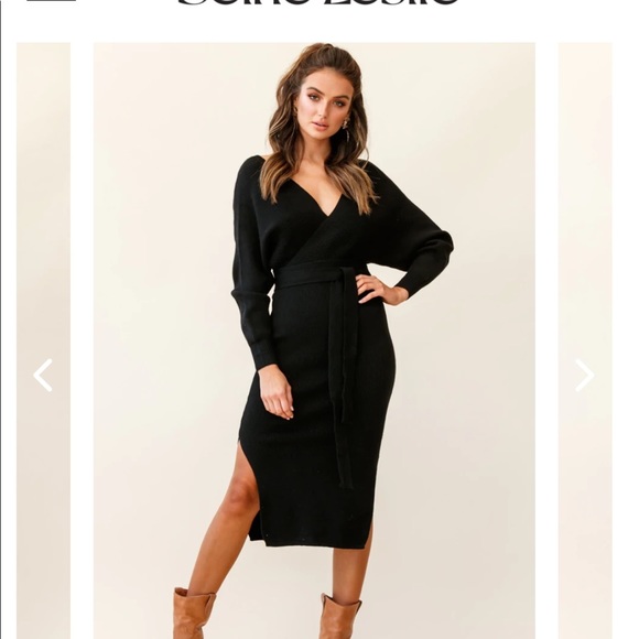 Selfie Leslie - BATWING KNIT MIDI DRESS BLACK - Picture 6 of 8